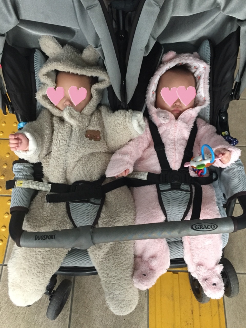 双子ベビーカー コサットを冬仕様にしました えがおびより